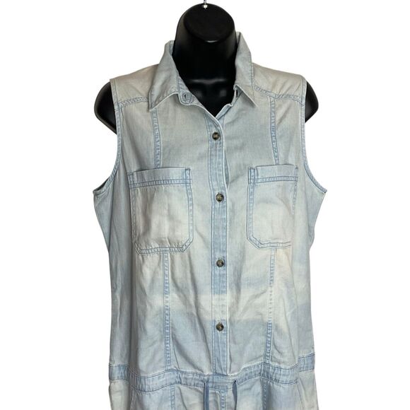AG Adriano Goldschmied Romper Women S Blue Denim Chambray Pockets Light Wash NEW - Picture 5 of 10